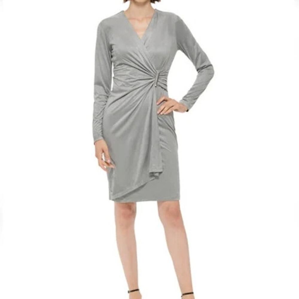 Calvin Klein Velvet Side‑Bar Trim‎ Cocktail Dress Women 14 NWT